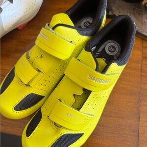 Shimano Neon Yellow Cycling Shoes with Red Cleats